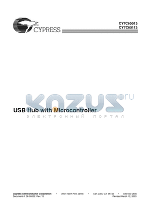 CY7C65013 datasheet - USB Hub with Microcontroller