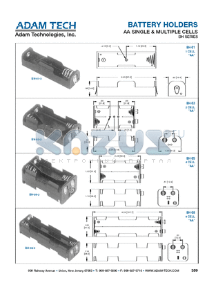 BH-01-3 datasheet - BATTERY HOLDERS AA SINGLE & MULTIPLE CELLS