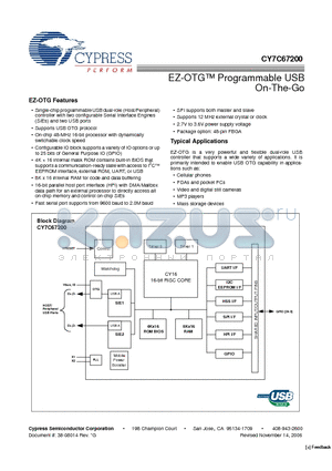CY7C67200 datasheet - EZ-OTG Programmable USB On-The-Go