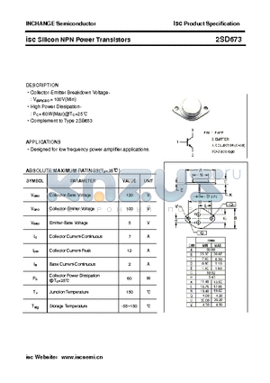 2SD673 datasheet - isc Silicon NPN Power Transistors