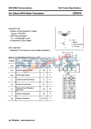 2SD676 datasheet - isc Silicon NPN Power Transistors