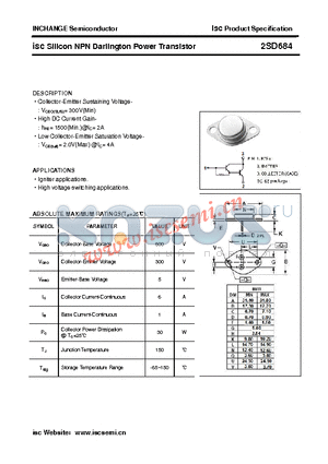 2SD684 datasheet - isc Silicon NPN Darlington Power Transistor