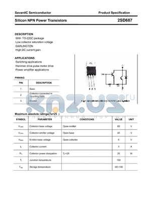 2SD687 datasheet - Silicon NPN Power Transistors