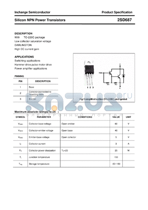 2SD687 datasheet - Silicon NPN Power Transistors