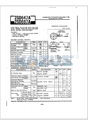 2SD697A datasheet - SILICON NPN TRIPLE DIFFUSED MEGA TYPE