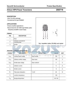 2SD716 datasheet - Silicon NPN Power Transistors