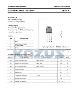 2SD718 datasheet - Silicon NPN Power Transistors