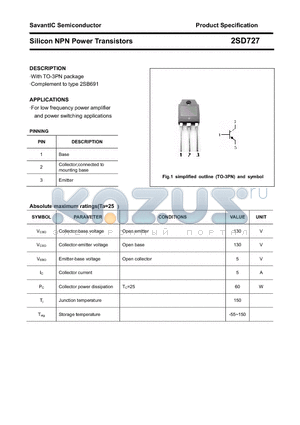 2SD727 datasheet - Silicon NPN Power Transistors