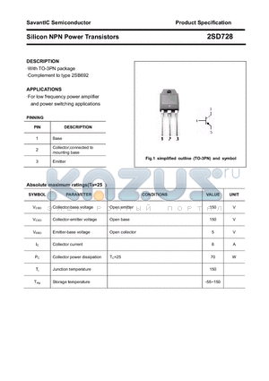 2SD728 datasheet - Silicon NPN Power Transistors
