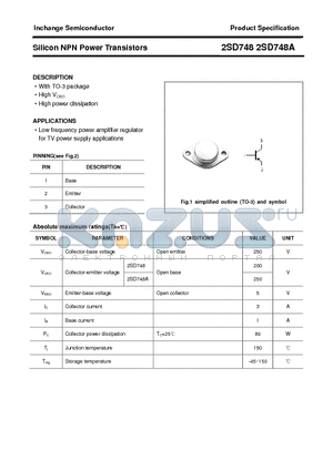 2SD748 datasheet - Silicon NPN Power Transistors