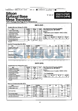 2SD751 datasheet - SILICON EPITAXAL BASE MESA TRANSISTOR
