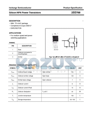 2SD768 datasheet - Silicon NPN Power Transistors