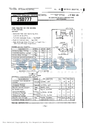 2SD777 datasheet - SILICON NPN DOUBLE DIFFUSED TYPE(PCT PROCESS)