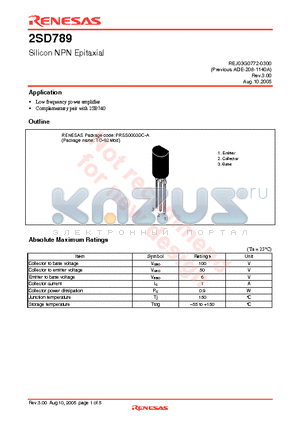 2SD789DTZ-E datasheet - Silicon NPN Epitaxial