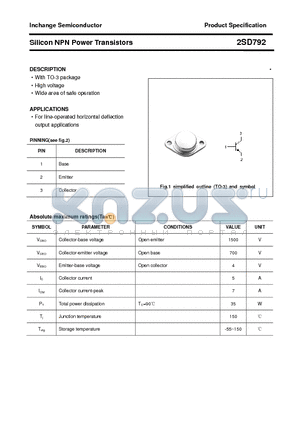 2SD792 datasheet - Silicon NPN Power Transistors