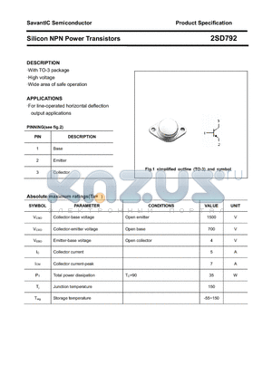 2SD792 datasheet - Silicon NPN Power Transistors