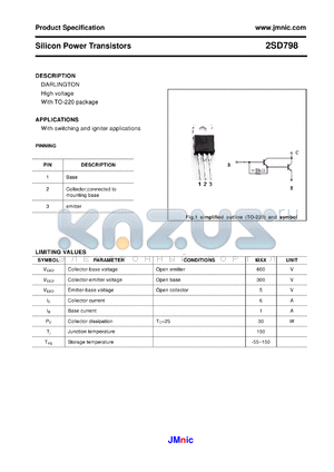 2SD798 datasheet - Silicon Power Transistors