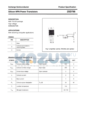 2SD798 datasheet - Silicon NPN Power Transistors