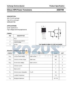 2SD799 datasheet - Silicon NPN Power Transistors