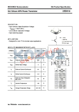 2SD819 datasheet - isc Silicon NPN Power Transistor