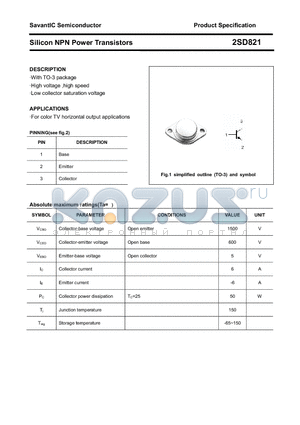 2SD821 datasheet - Silicon NPN Power Transistors