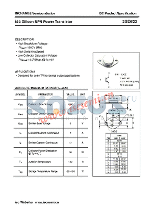 2SD822 datasheet - isc Silicon NPN Power Transistor