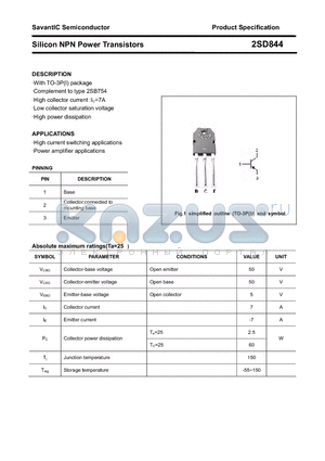 2SD844 datasheet - Silicon NPN Power Transistors