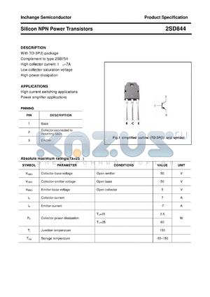 2SD844 datasheet - Silicon NPN Power Transistors