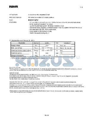 BH1415FV datasheet - FM stereo transmitter IC for audio systems