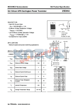 2SD864 datasheet - isc Silicon NPN Darlington Power Transistor