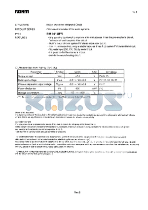 BH1418FV datasheet - FM stereo transmitter IC for audio systems