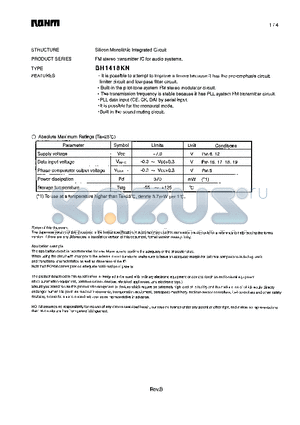 BH1418KN datasheet - FM stereo transmitter IC for audio systems