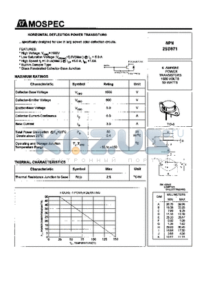 2SD871 datasheet - POWER TRANSISTORS(6A,1500V,50W)