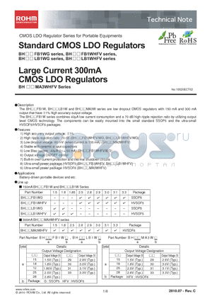 BH15FB1WG datasheet - Standard CMOS LDO Regulators