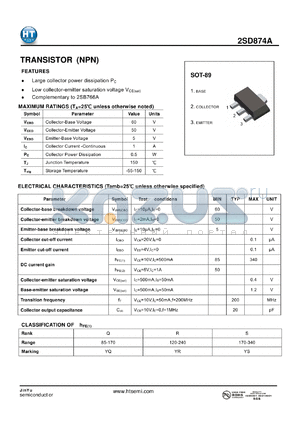 2SD874A datasheet - TRANSISTOR (NPN)