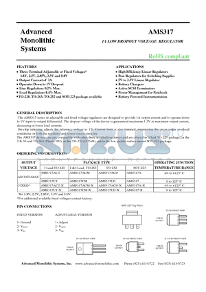 AMS317A datasheet - 1A LOW DROPOUT VOLTAGE REGULATOR