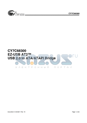 CY7C68300 datasheet - EZ-USB AT2 USB 2.0 to ATA/ATAPI Bridge