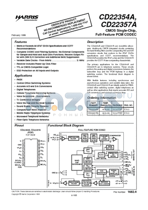 CD22354A datasheet - CMOS Single-Chip, Full-Feature PCM CODEC