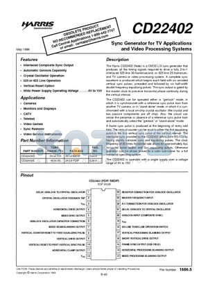CD22402 datasheet - Sync Generator for TV Applications and Video Processing Systems