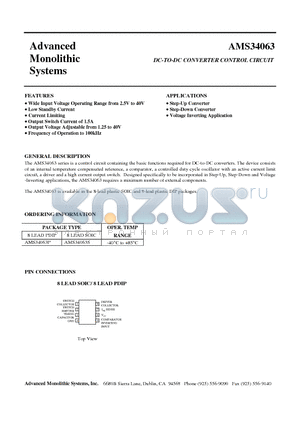 AMS34063P datasheet - DC-TO-DC CONVERTER CONTROL CIRCUIT