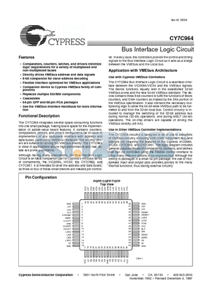 CY7C964-ASC datasheet - Bus Interface Logic Circuit