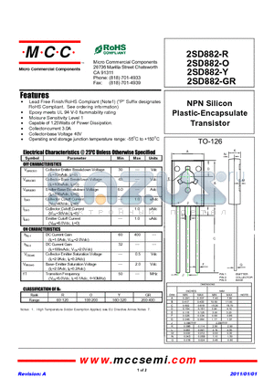 2SD882-O datasheet - NPN Silicon Plastic-Encapsulate Transistor