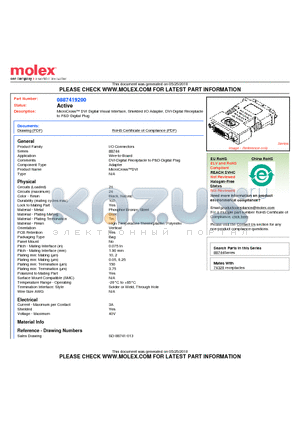 0887419200 datasheet - MicroCross DVI Digital Visual Interface, Shielded I/O Adapter, DVI-Digital Receptacle to P&D-Digital Plug