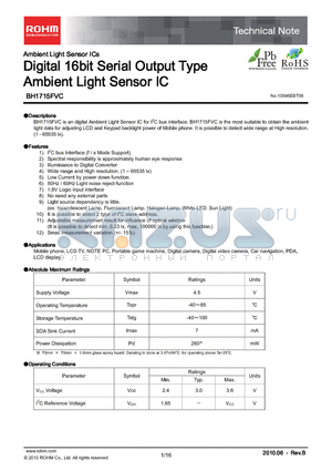 BH1715FVC_10 datasheet - Digital 16bit Serial Output Type Ambient Light Sensor IC