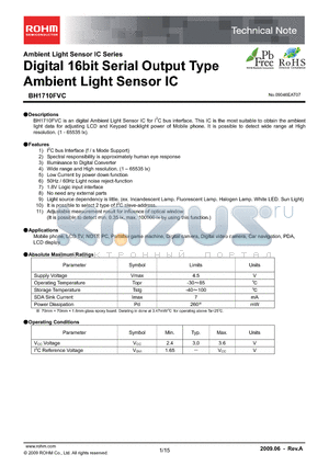 BH1710FVC_09 datasheet - Digital 16bit Serial Output Type Ambient Light Sensor IC