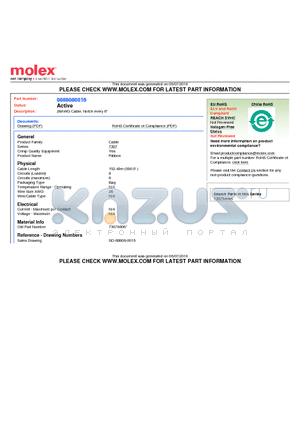 0888080016 datasheet - 28AWG Cable, Notch every 6