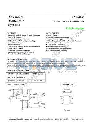 AMS4155S datasheet - 2A OUTPUT PWM BUCK CONVERTER