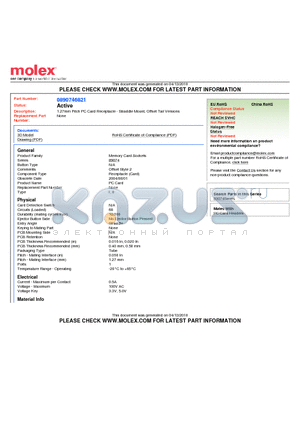 0890746821 datasheet - 1.27mm Pitch PC Card Receptacle - Straddle Mount, Offset Tail Versions