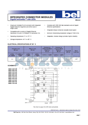 0892-1BX1-62 datasheet - INTEGRATED CONNECTOR MODULES Gigabit belCombo with LEDs