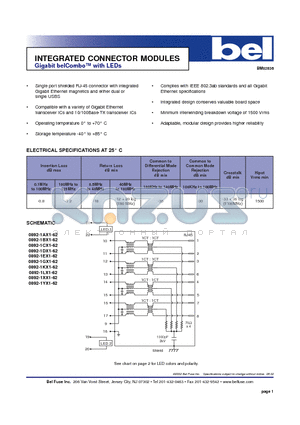 0892-1DX1-62 datasheet - INTEGRATED CONNECTOR MODULES Gigabit belCombo with LEDs